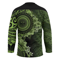 Vanuatu Hockey Jersey Hibisus Polynesian Pattern Green LT14 - Polynesian Pride