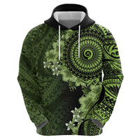 Vanuatu Hoodie Hibisus Polynesian Pattern Green - Polynesian Pride