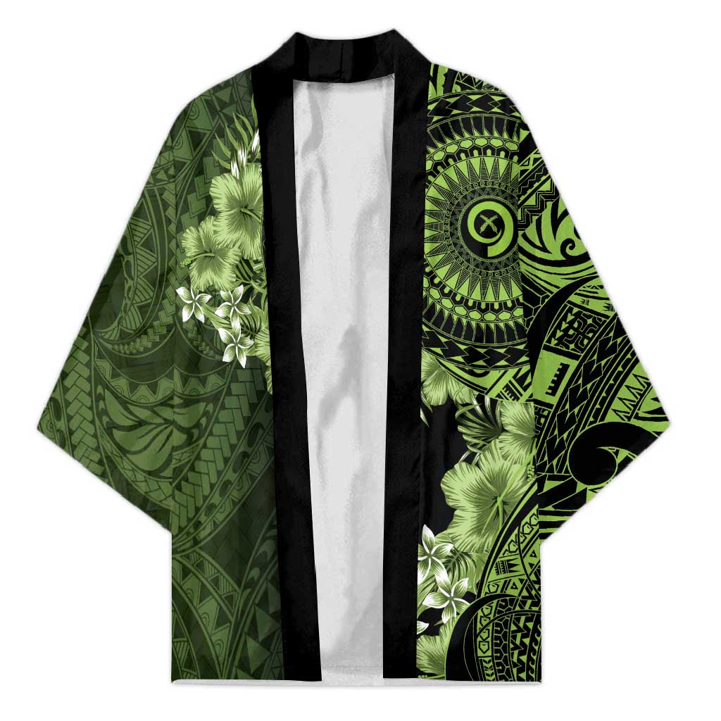 Vanuatu Kimono Hibisus Polynesian Pattern Green LT14 Unisex Green - Polynesian Pride