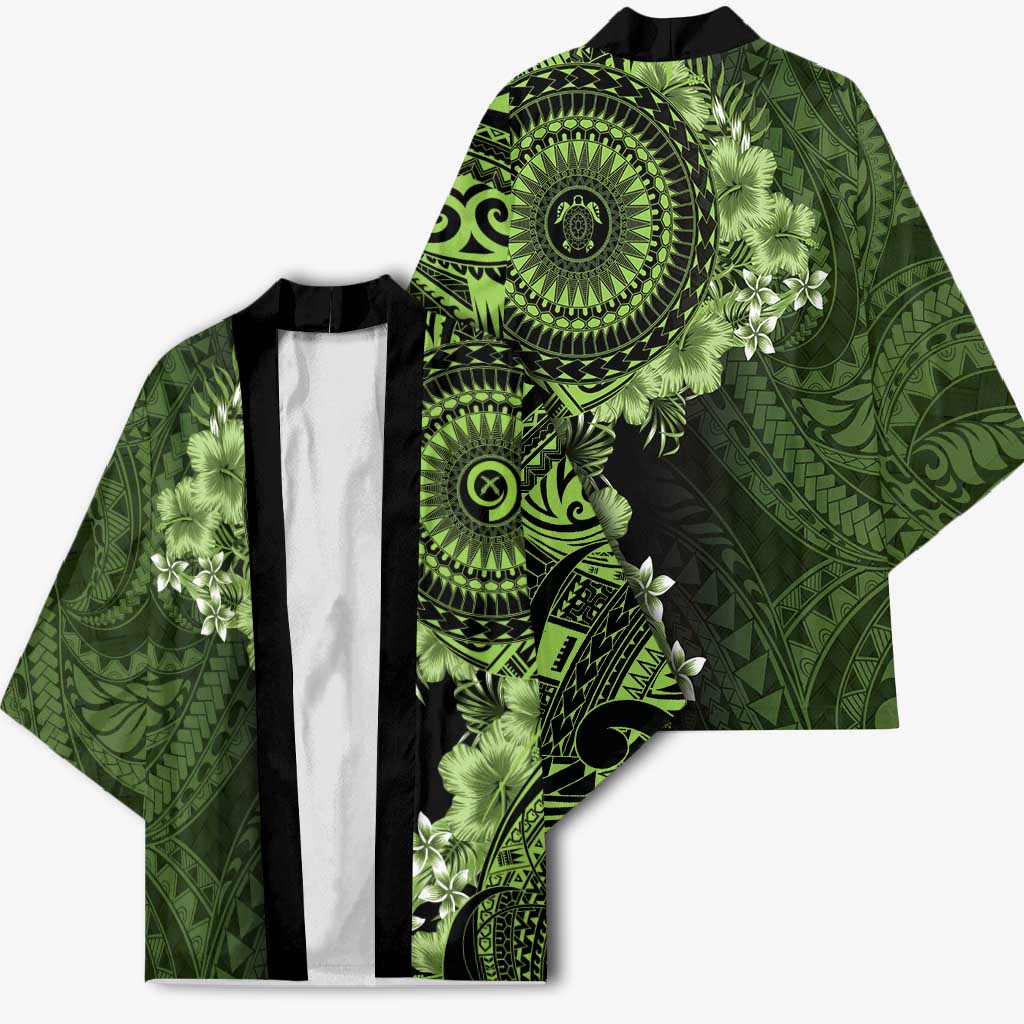 Vanuatu Kimono Hibisus Polynesian Pattern Green LT14 - Polynesian Pride