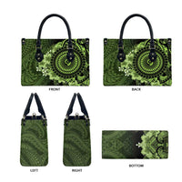 Vanuatu Leather Bag Hibisus Polynesian Pattern Green - Polynesian Pride