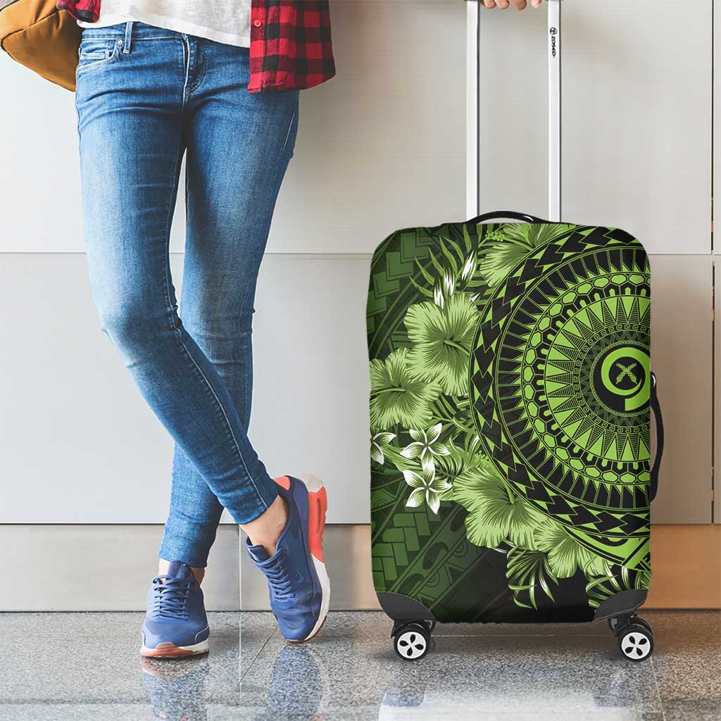 Vanuatu Luggage Cover Hibisus Polynesian Pattern Green LT14 - Polynesian Pride