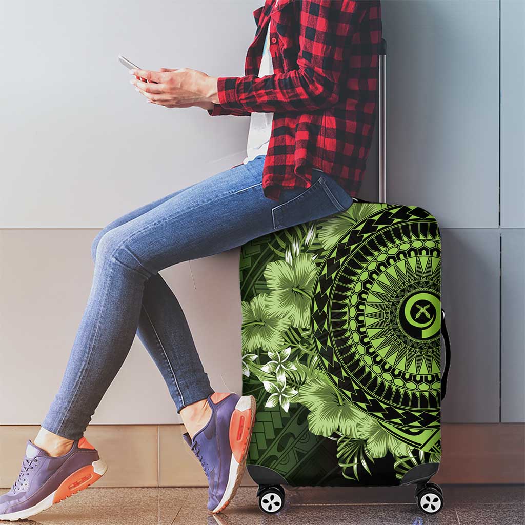 Vanuatu Luggage Cover Hibisus Polynesian Pattern Green LT14 - Polynesian Pride