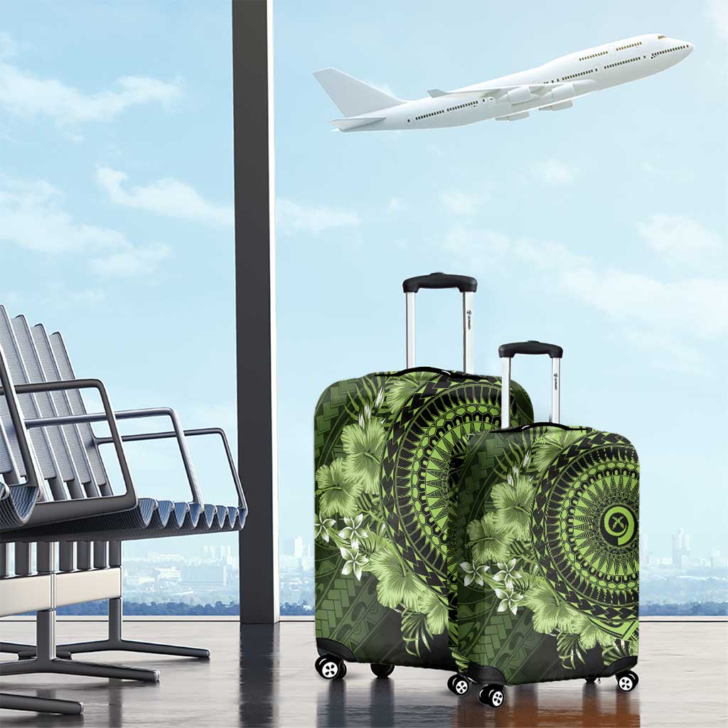 Vanuatu Luggage Cover Hibisus Polynesian Pattern Green LT14 - Polynesian Pride