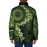 Vanuatu Padded Jacket Hibisus Polynesian Pattern Green LT14 - Polynesian Pride