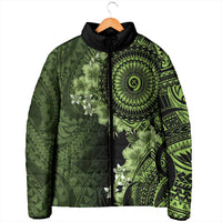 Vanuatu Padded Jacket Hibisus Polynesian Pattern Green LT14 - Polynesian Pride