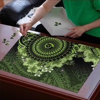 Vanuatu Puzzle Hibisus Polynesian Pattern Green LT14 - Polynesian Pride