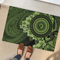 Vanuatu Rubber Doormat Hibisus Polynesian Pattern Green LT14 - Polynesian Pride