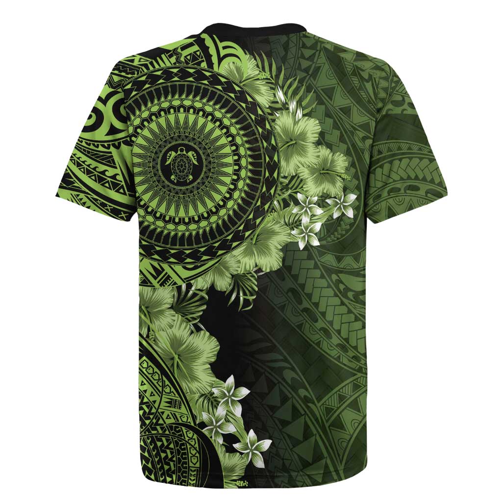 Vanuatu Rugby Jersey Hibisus Polynesian Pattern Green LT14 - Polynesian Pride