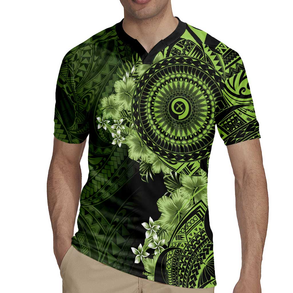 Vanuatu Rugby Jersey Hibisus Polynesian Pattern Green LT14 - Polynesian Pride