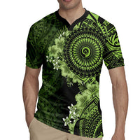 Vanuatu Rugby Jersey Hibisus Polynesian Pattern Green LT14 - Polynesian Pride