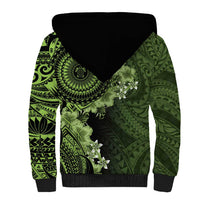Vanuatu Sherpa Hoodie Hibisus Polynesian Pattern Green LT14 - Polynesian Pride