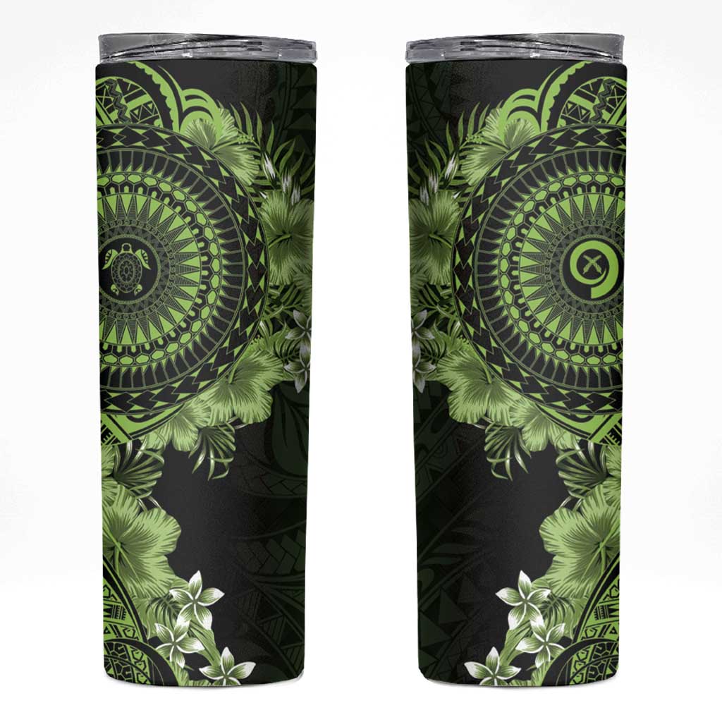 Vanuatu Skinny Tumbler Hibisus Polynesian Pattern Green - Polynesian Pride
