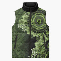 Vanuatu Sleeveless Puffer Jacket Hibisus Polynesian Pattern Green LT14 Unisex Green - Polynesian Pride