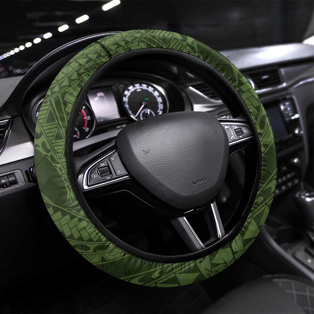 Vanuatu Steering Wheel Cover Hibisus Polynesian Pattern Green LT14 Universal Fit Green - Polynesian Pride
