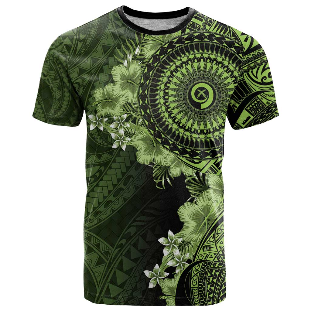 Vanuatu T Shirt Hibisus Polynesian Pattern Green - Polynesian Pride