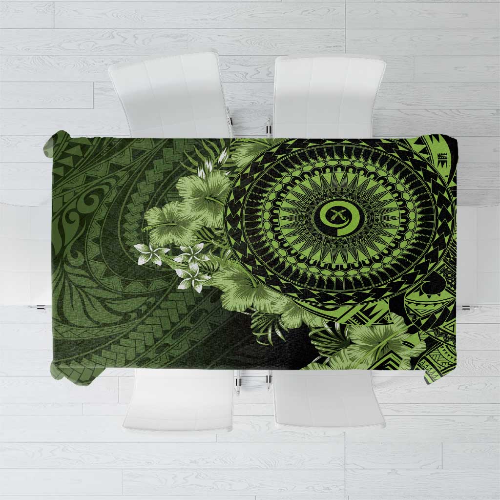 Vanuatu Tablecloth Hibisus Polynesian Pattern Green LT14 Green - Polynesian Pride