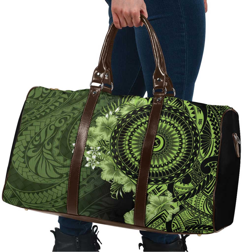 Vanuatu Travel Bag Hibisus Polynesian Pattern Green - Polynesian Pride