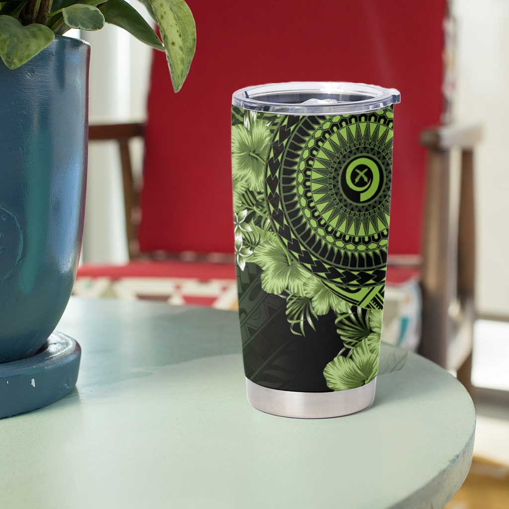 Vanuatu Tumbler Cup Hibisus Polynesian Pattern Green - Polynesian Pride