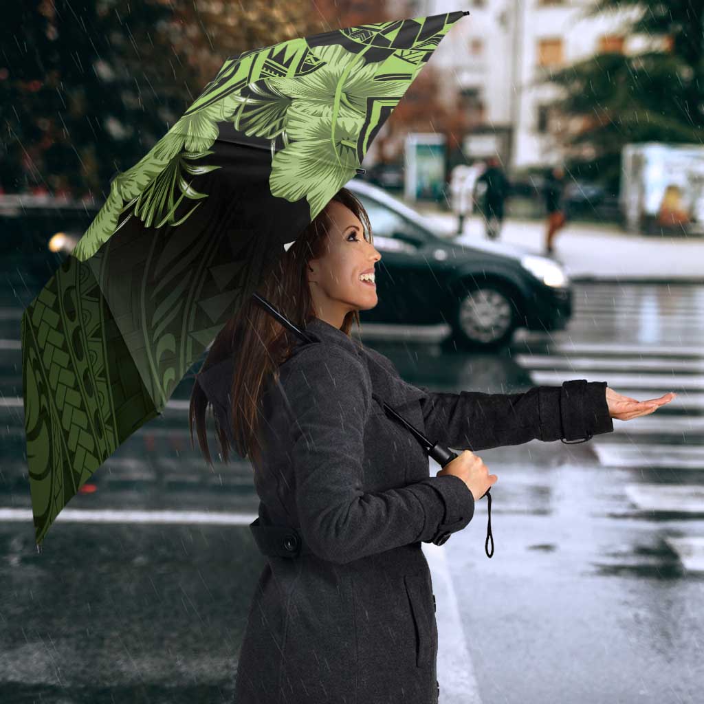 Vanuatu Umbrella Hibisus Polynesian Pattern Green LT14 - Polynesian Pride