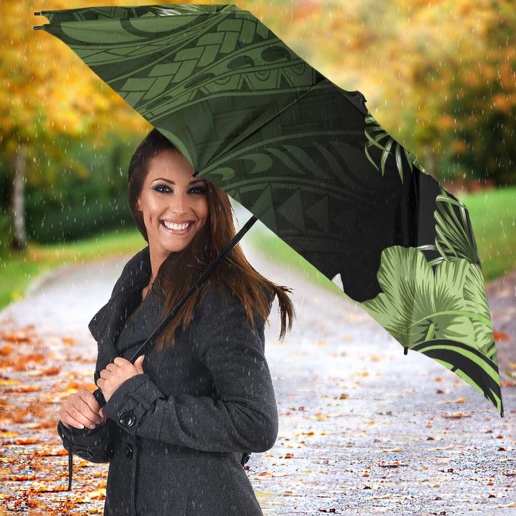Vanuatu Umbrella Hibisus Polynesian Pattern Green LT14 - Polynesian Pride