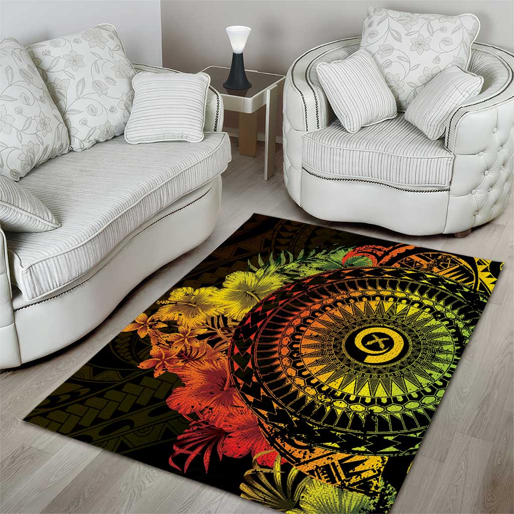 Vanuatu Area Rug Hibisus Polynesian Pattern Reggae - Polynesian Pride