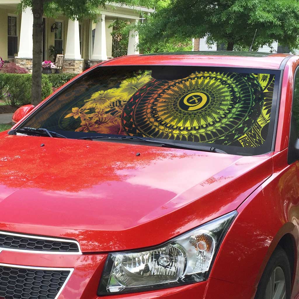Vanuatu Auto Sun Shade Hibisus Polynesian Pattern Reggae - Polynesian Pride