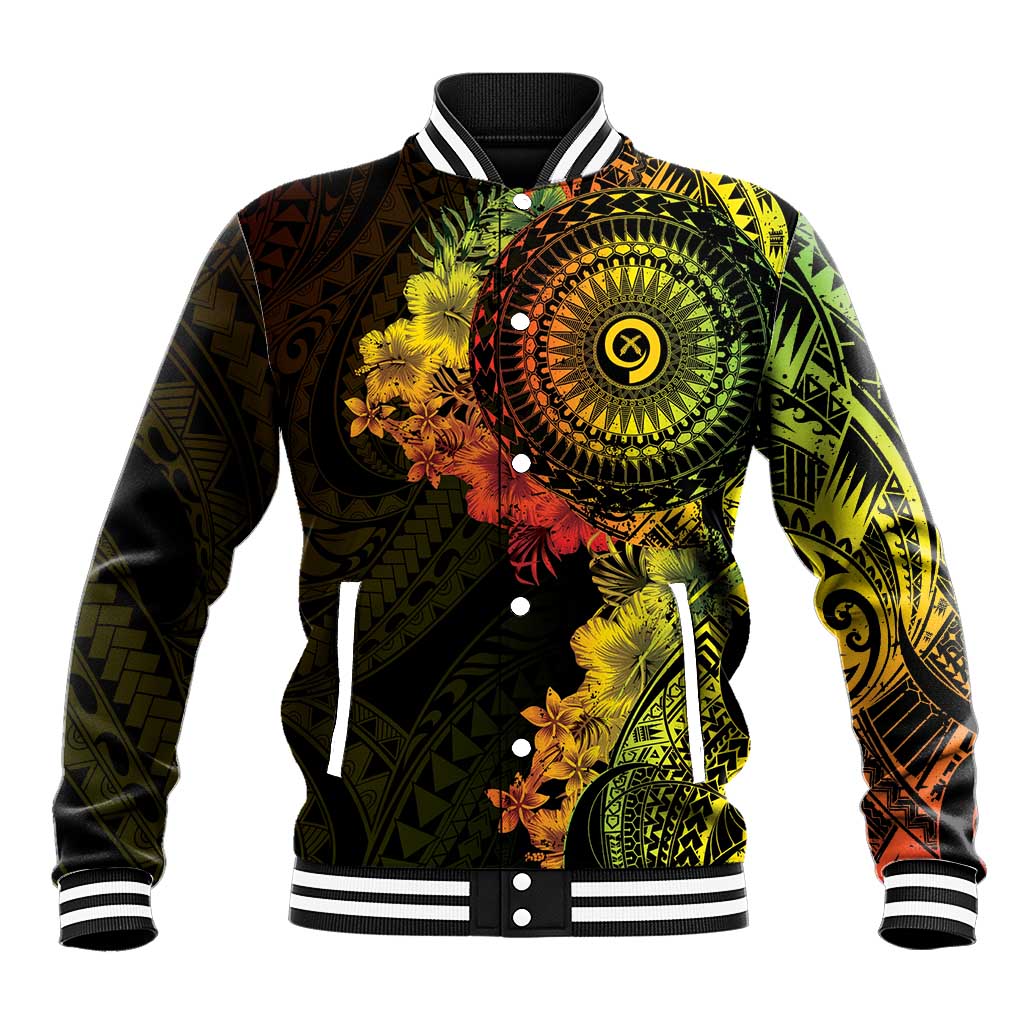 Vanuatu Baseball Jacket Hibisus Polynesian Pattern Reggae LT14 Unisex Reggae - Polynesian Pride