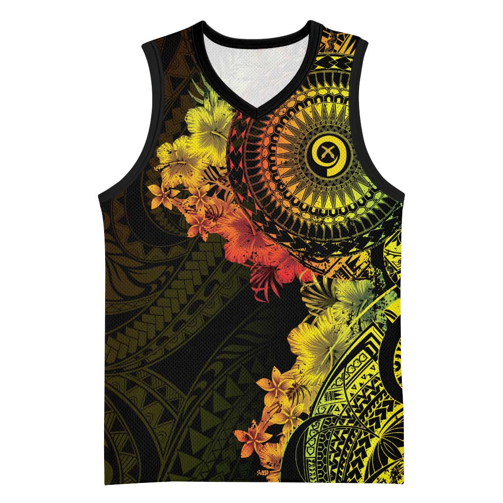 Vanuatu Basketball Jersey Hibisus Polynesian Pattern Reggae LT14 Unisex Reggae - Polynesian Pride