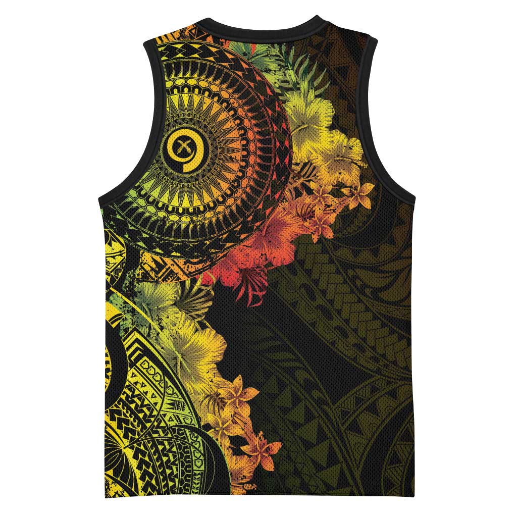 Vanuatu Basketball Jersey Hibisus Polynesian Pattern Reggae LT14 - Polynesian Pride
