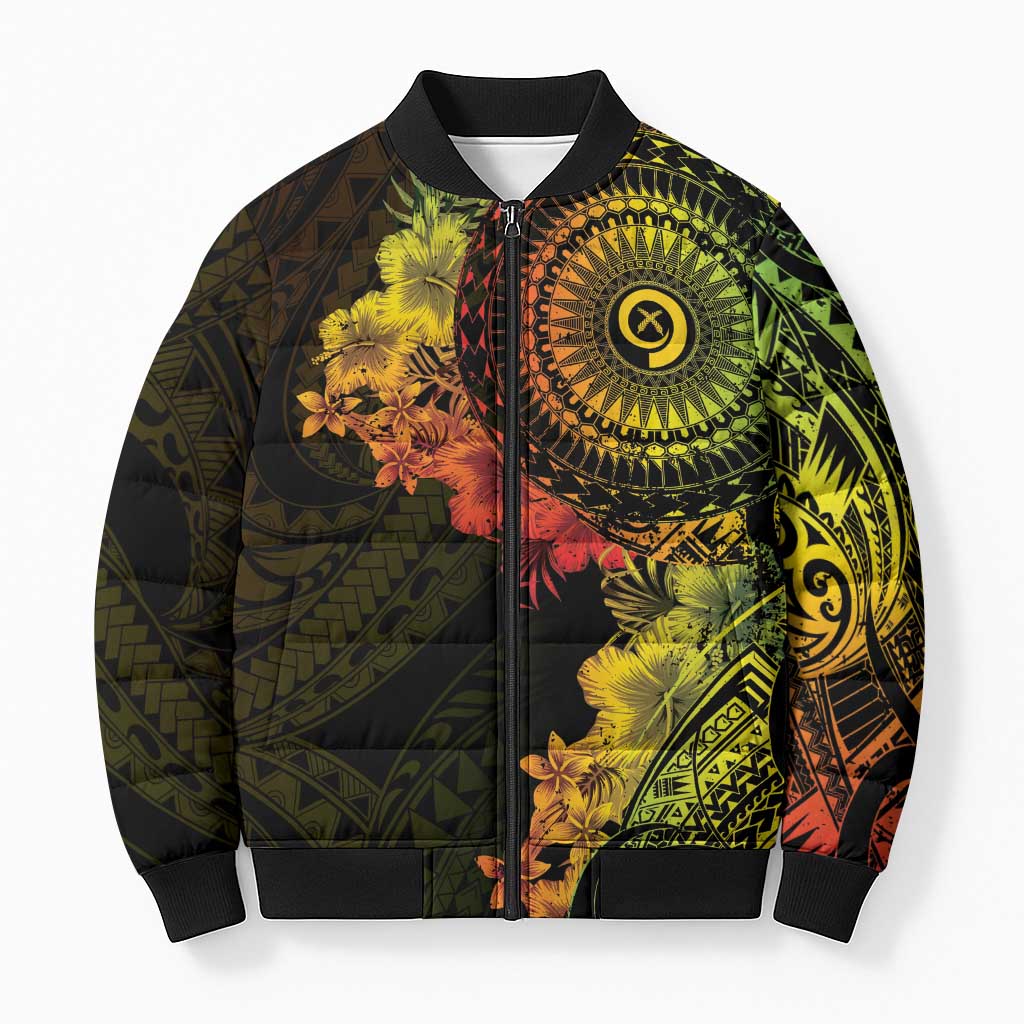 Vanuatu Bomber Puffer Jacket Hibisus Polynesian Pattern Reggae LT14 Unisex Reggae - Polynesian Pride