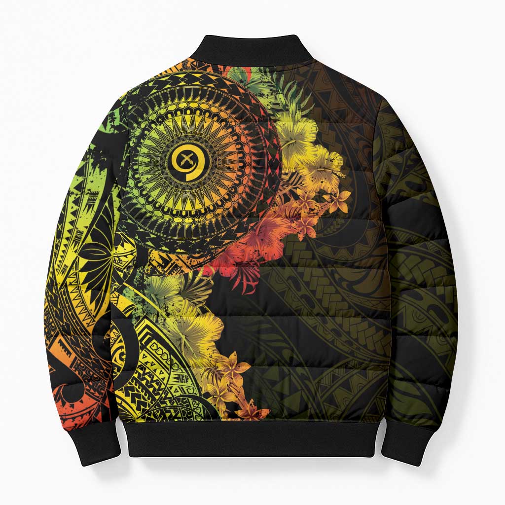 Vanuatu Bomber Puffer Jacket Hibisus Polynesian Pattern Reggae LT14 - Polynesian Pride