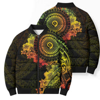 Vanuatu Bomber Puffer Jacket Hibisus Polynesian Pattern Reggae LT14 - Polynesian Pride