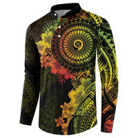 Vanuatu Button Sweatshirt Hibisus Polynesian Pattern Reggae LT14 - Polynesian Pride