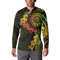Vanuatu Button Sweatshirt Hibisus Polynesian Pattern Reggae LT14 - Polynesian Pride