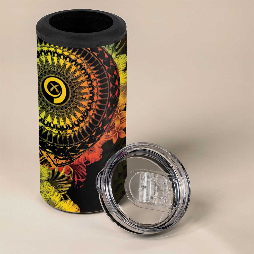 Vanuatu 4 in 1 Can Cooler Tumbler Hibisus Polynesian Pattern Reggae LT14 - Polynesian Pride