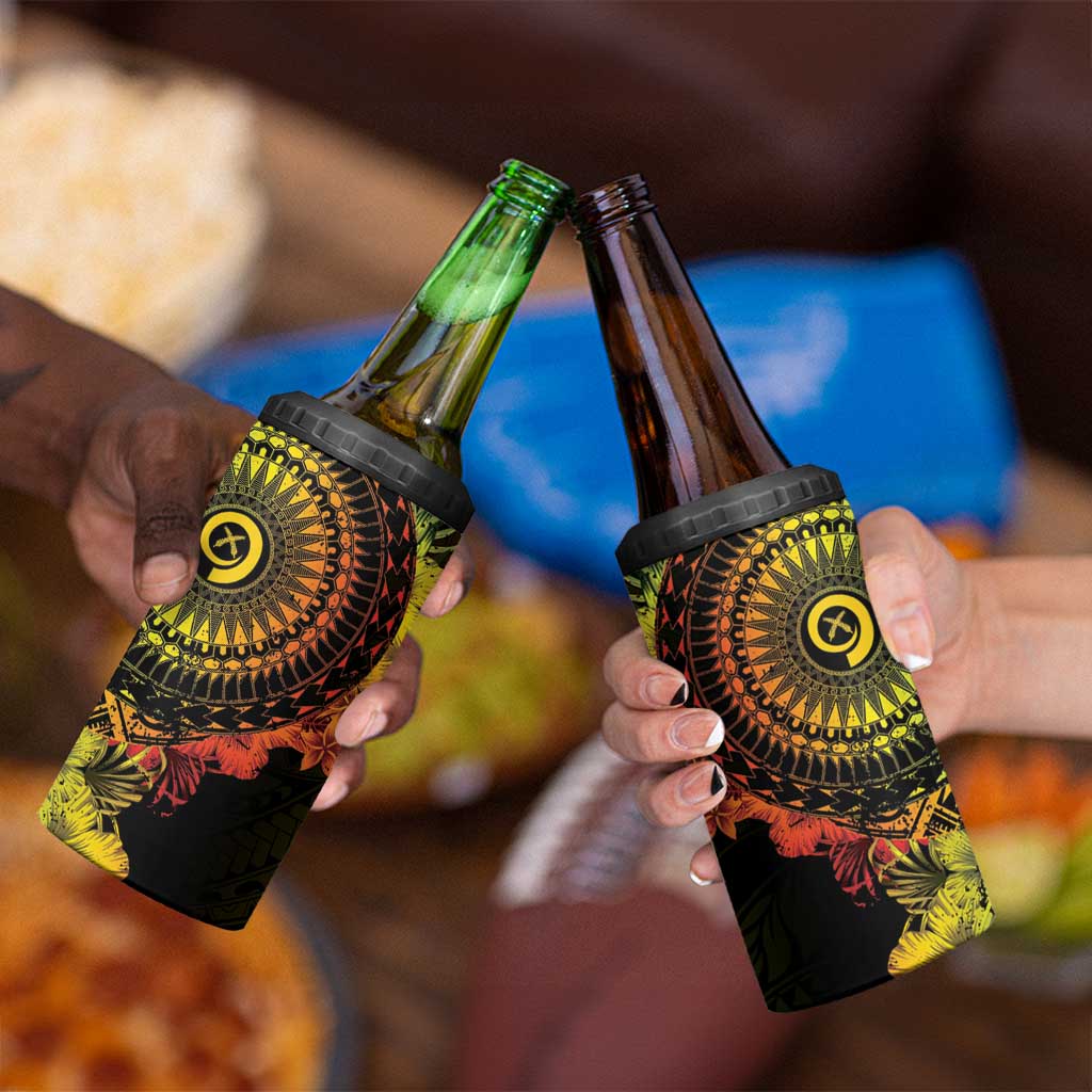 Vanuatu 4 in 1 Can Cooler Tumbler Hibisus Polynesian Pattern Reggae LT14 - Polynesian Pride