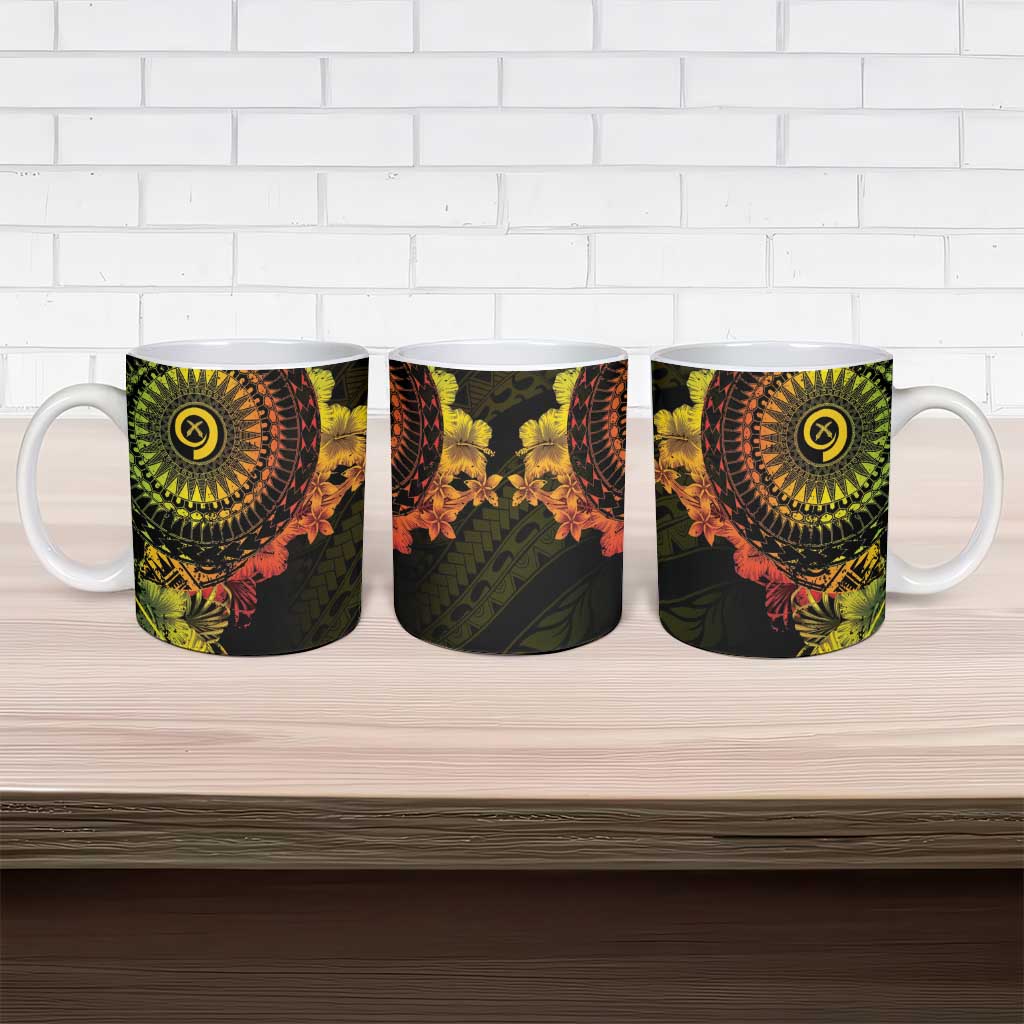 Vanuatu Ceramic Mug Hibisus Polynesian Pattern Reggae - Polynesian Pride