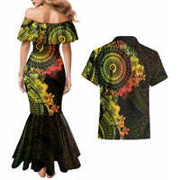 Vanuatu Couples Matching Mermaid Dress and Hawaiian Shirt Hibisus Polynesian Pattern Reggae LT14 - Polynesian Pride