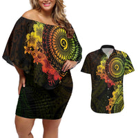 Vanuatu Couples Matching Off Shoulder Short Dress and Hawaiian Shirt Hibisus Polynesian Pattern Reggae LT14 Reggae - Polynesian Pride