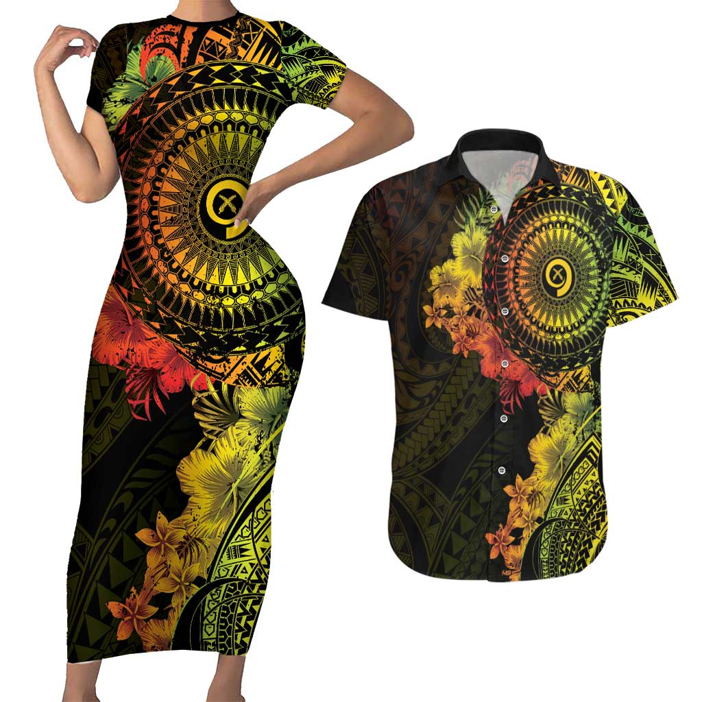 Vanuatu Couples Matching Short Sleeve Bodycon Dress and Hawaiian Shirt Hibisus Polynesian Pattern Reggae LT14 Reggae - Polynesian Pride