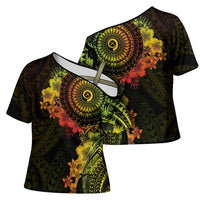 Vanuatu Cross Shoulder Shirt Hibisus Polynesian Pattern Reggae LT14 - Polynesian Pride