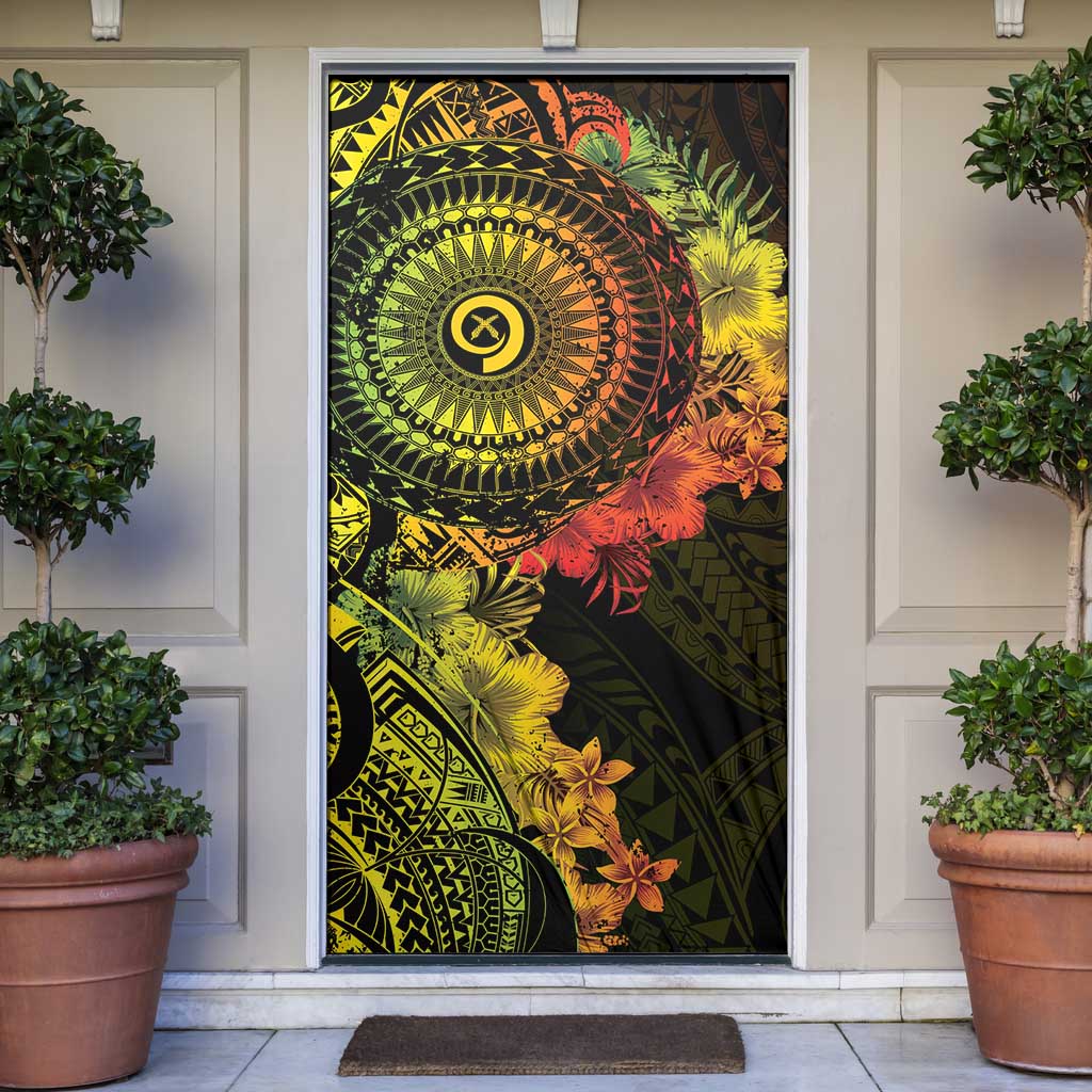 Vanuatu Door Cover Hibisus Polynesian Pattern Reggae LT14 Reggae - Polynesian Pride