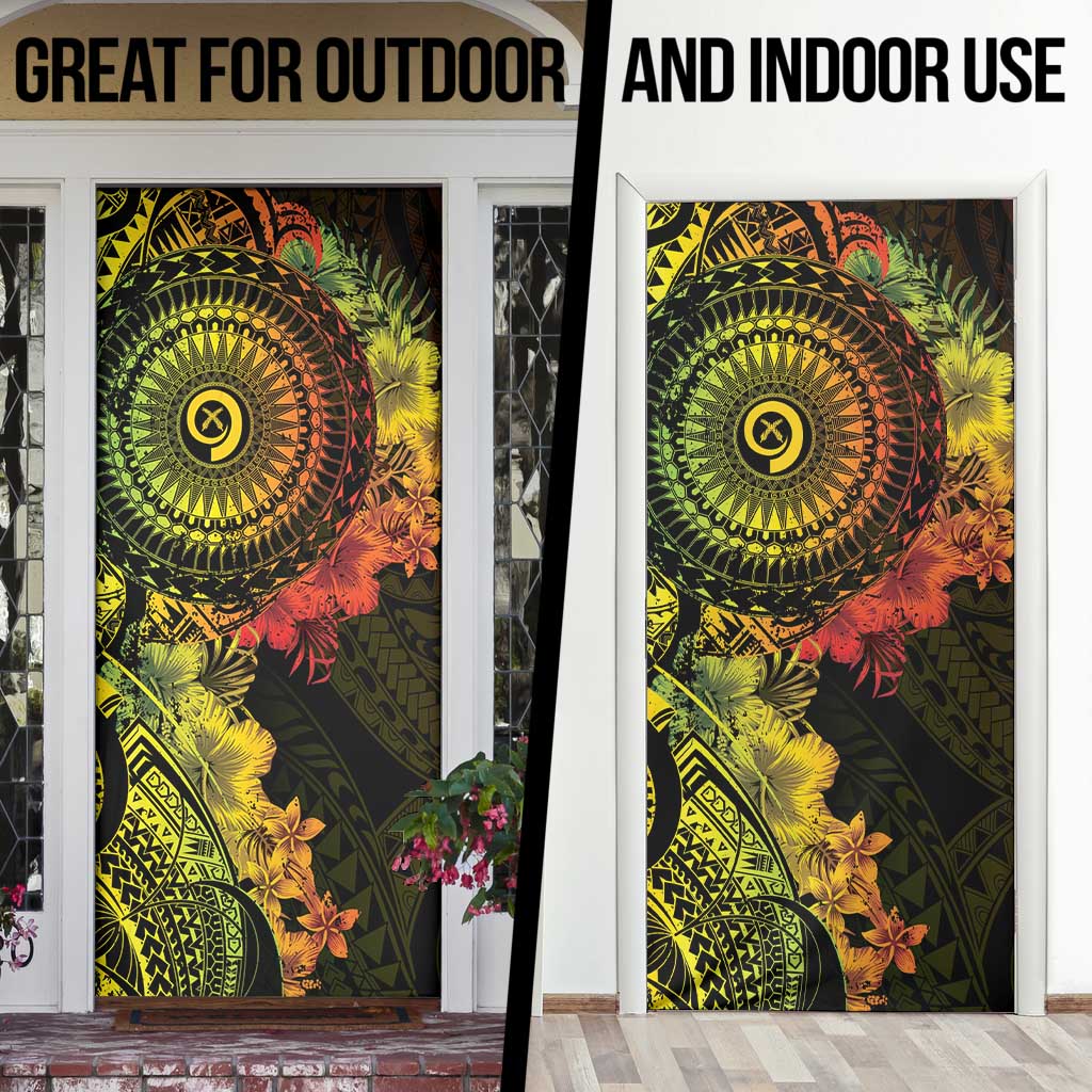 Vanuatu Door Cover Hibisus Polynesian Pattern Reggae LT14 - Polynesian Pride