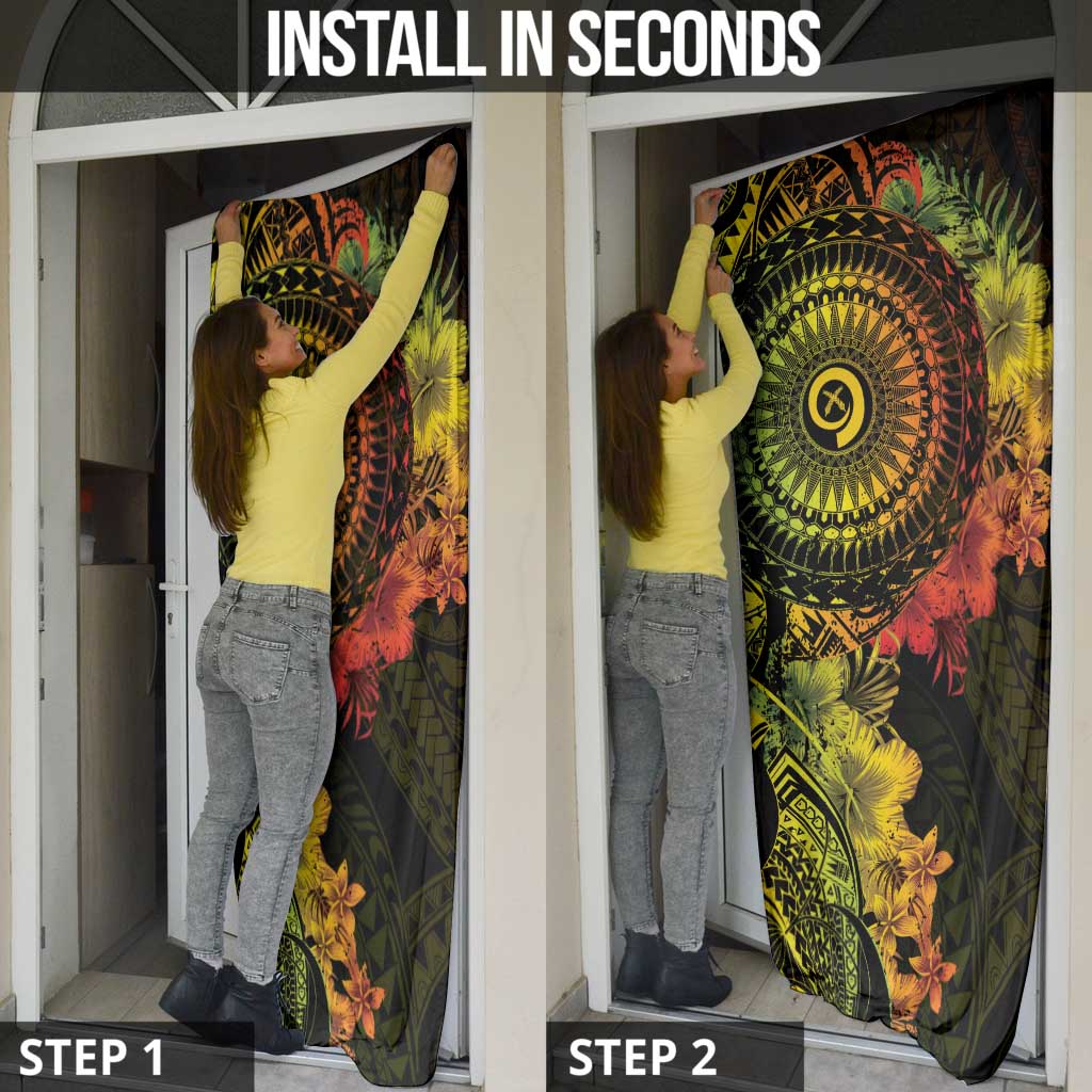 Vanuatu Door Cover Hibisus Polynesian Pattern Reggae LT14 - Polynesian Pride