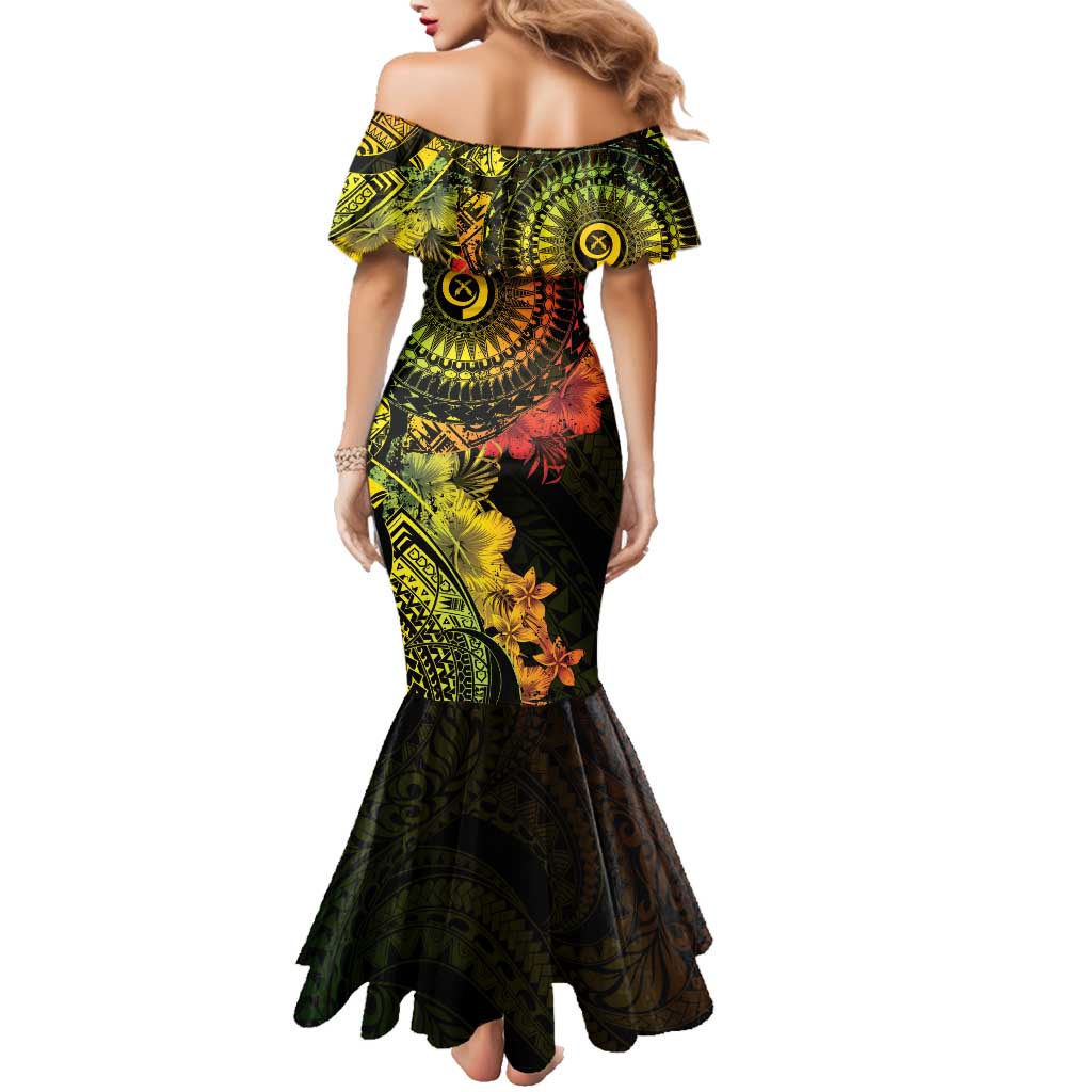 Vanuatu Family Matching Mermaid Dress and Hawaiian Shirt Hibisus Polynesian Pattern Reggae LT14 - Polynesian Pride