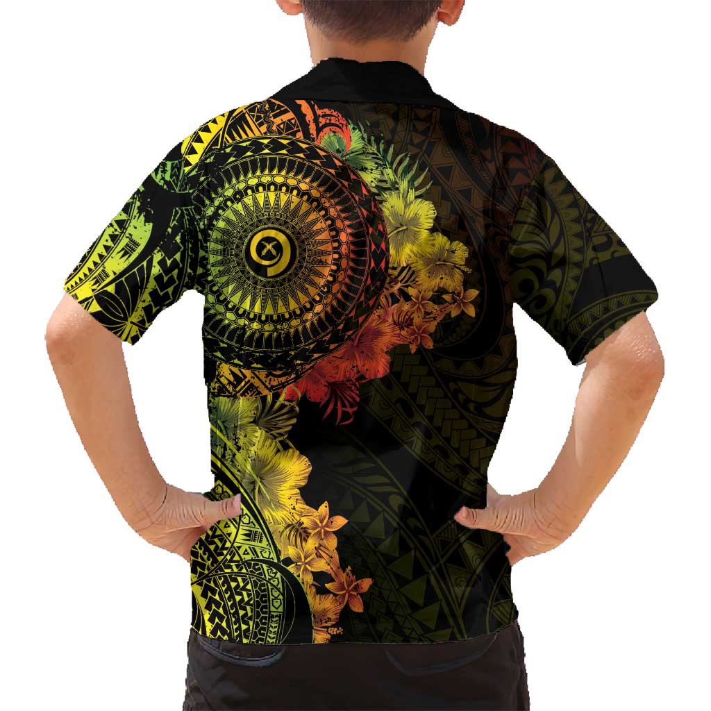 Vanuatu Family Matching Off Shoulder Maxi Dress and Hawaiian Shirt Hibisus Polynesian Pattern Reggae LT14 - Polynesian Pride