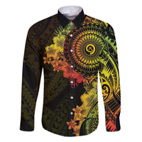 Vanuatu Family Matching Off Shoulder Maxi Dress and Hawaiian Shirt Hibisus Polynesian Pattern Reggae LT14 Dad's Shirt - Long Sleeve Reggae - Polynesian Pride