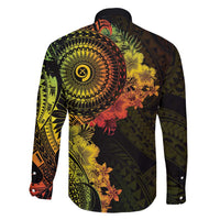 Vanuatu Family Matching Off Shoulder Maxi Dress and Hawaiian Shirt Hibisus Polynesian Pattern Reggae LT14 - Polynesian Pride