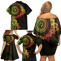 Vanuatu Family Matching Off Shoulder Short Dress and Hawaiian Shirt Hibisus Polynesian Pattern Reggae LT14 - Polynesian Pride